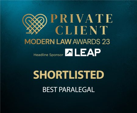 Modern Law Private Client Awards 2023 Best Paralegal nomination Talitha Shandley.